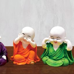 FRIZZY ARTS Black & Orange Wooden Buddha Wall Photographs-image-66