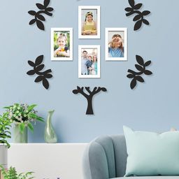RANDOM Set Of 4 White Solid Photo Frames With 7 Plaques-50