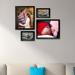 Kuber Industries Black 4-Pieces Collage Picture Wooden Photo Frames-32