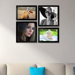 Kuber Industries Black 4 Pieces MDF Wooden Collage Photo Frames-59