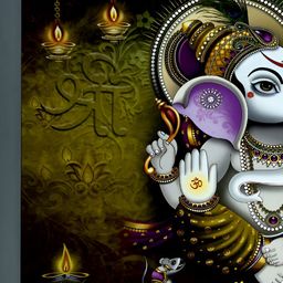 FRIZZY ARTS Black & Green Ganesh Wooden Wall Art-image-95