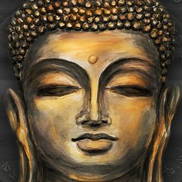 FRIZZY ARTS Black & Yellow Framed Buddha Religious Wooden Wall Art-image-90