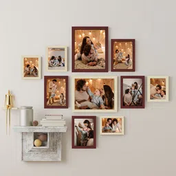 Art Street Brown & Beige 10-Pieces Wall Photo Frames-image-48