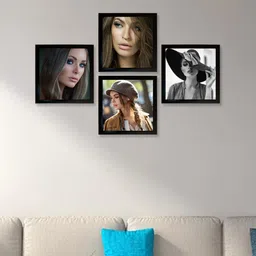 Kuber Industries Black 4 Pieces MDF Wooden Collage Picture Photo Frames-62