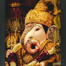FRIZZY ARTS Black & Beige Ganesh Ji Religious Wooden Framed Paintings Wall Art-image-65