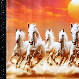 FRIZZY ARTS Orange & White Wooden Seven Horses Paintings Wall Art-image-95