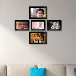 Kuber Industries Black 5 Pieces Wooden Wall Photo Frames-21