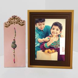 Art Street Rakhi With 3D Table Top Photo Frame-image-50