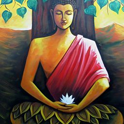 FRIZZY ARTS Black & Yellow Buddha Under Tree Framed Wooden Wall Art-image-68