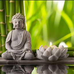 FRIZZY ARTS Black & Green Budha Framed Wooden Wall Art-image-93