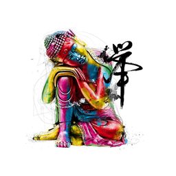 FRIZZY ARTS Red & Yellow Wooden Buddha Religious Wall Art-image-53