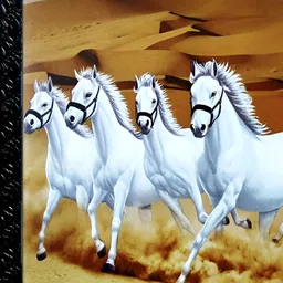 FRIZZY ARTS Brown & White Wood Seven Horses Paintings Wall Art-image-97