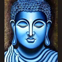 FRIZZY ARTS Black & Blue Buddha Wooden Framed Painting Wall Art-image-89