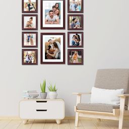 RANDOM Set Of 10 Burgundy Solid Individual Wall Photo Frames-14