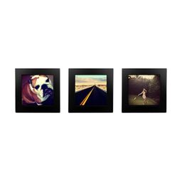 ArtzFolio Black 3 Pieces Square Wooden Wall Photo Frames-4
