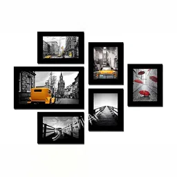 Stuthi Arts Black 5 to 7 Pieces Wood Wall Photo Frames-image-49