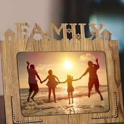 PnF Brown Self Design Wooden Personalized Table Photo Frame-18