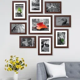 RANDOM Set Of 9 Brown Solid Collage Photo Frames image 1