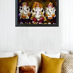 FRIZZY ARTS Black & Brown Wooded Ganesh Ji Religious Wall Art-image-64