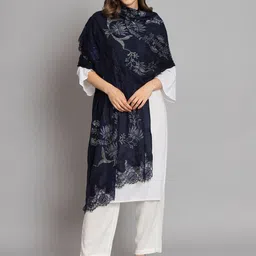 MODARTA Floral Embroidered Pure Wool Shawl-41