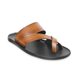 Metro Men Tan Leather Comfort Sandals-image-55