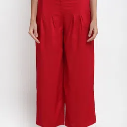 BLANC9 Women Red Knitted Palazzos-image-31