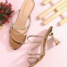 CLOG LONDON Embellished Open Toe Slim Heels-89