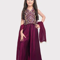 Tiny Kingdom Embellished Top With Palazzo & Dupatta-image-78