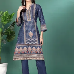Nayam By Lakshita Ethnic Motifs Printed Regular Linen Kurta With Palazzos-picture-47
