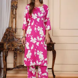 Chaukas Women Floral Printed Regular Kurta with Palazzos-picture-27