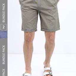 HIGHLANDER Men Pack Of 2 Checked Lounge Shorts-12
