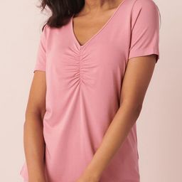 La Vie en Rose V-Neck Gathers Detail Lounge T-shirt-picture-6