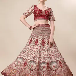 SAPTRANGI Printed Beads and Stones Ready to Wear Lehenga & Blouse With Dupatta-image-20