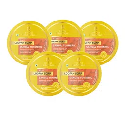 Khadi Organique Set of 5 Sandal Turmeric Loofah Handmade Soap with Essential Oils 125 g (Each)-1