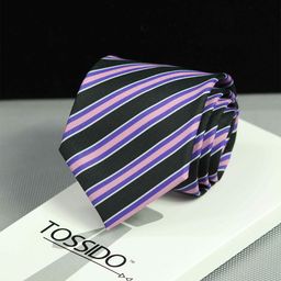 Tossido Men Pink & Black Striped Broad Tie-image-66