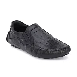 Hitz Men Perforations Lightweight Leather Driving Shoes-14