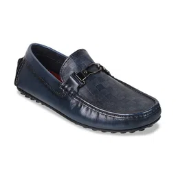 Metro Men Textured Leather Comfort Insole Horsebit Loafers-image-47