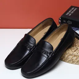 Teakwood Leathers Men Black Perforations Leather Loafers-image-23