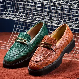 HEEL YOUR SOLE Women Woven Design Leather Loafers-picture-10