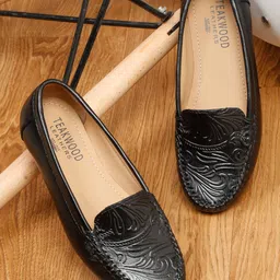 Teakwood Leathers Women Textured Leather Loafers-image-70