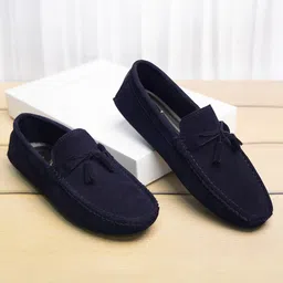 LOUIS STITCH Men Classic Handmade Suede Tassel Driving Loafers-image-79