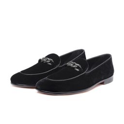SHUTIQ Men SABOTA Party Velvet Comfort Insole Horsebit Loafers-image-42