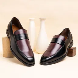 LOUIS STITCH Men's Leatherette Dual Tone Shade Moccasin Shoes-picture-8