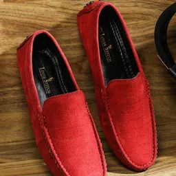 LOUIS STITCH Men Textured Lightweight Suede Leather Penny Driving Shoes-55