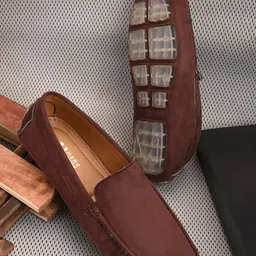 HERE&NOW Men Brown Slip-On Suede Loafers-image-42