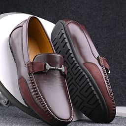 Mast & Harbour Men Brown Embellished Lightweight Comfort Insole Horsebit Loafers-56