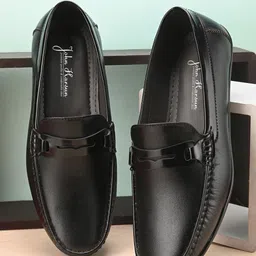 John Karsun Men Black Textured Loafers-image-40