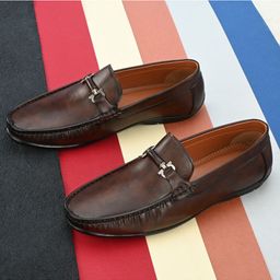 Mast & Harbour Men Brown Textured Loafers-image-63