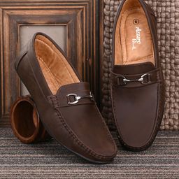 Azzaro Black Men Brown Textured Loafers-image-21
