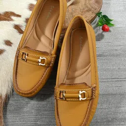 Mast & Harbour Women Tan Brown Textured Massage Footbed Memory Foam Horsebit Loafers-19